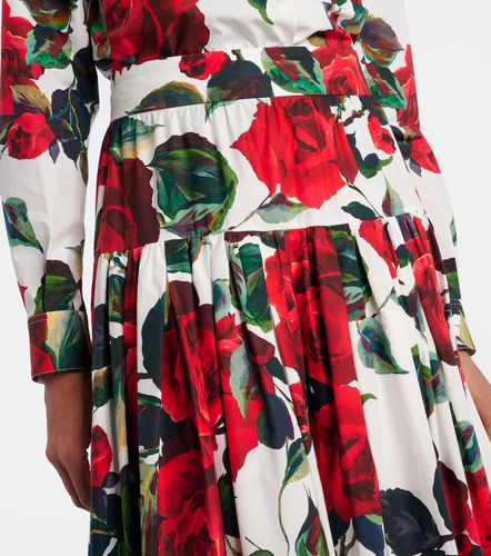 Gonna lunga in cotone con stampa floreale - Dolce&Gabbana - Modalova