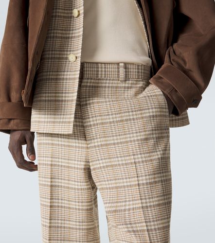 Pantaloni regular in tweed di seta e lino a quadri - Auralee - Modalova