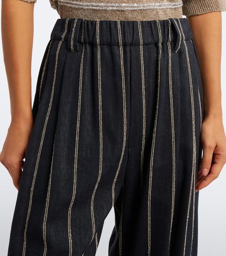 Pantalones anchos en mezcla de algodón y lino a rayas - Brunello Cucinelli - Modalova