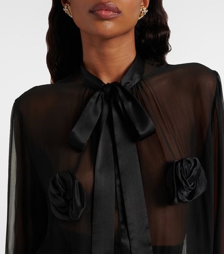 Camisa de seda transparente con aplique floral - Dolce&Gabbana - Modalova