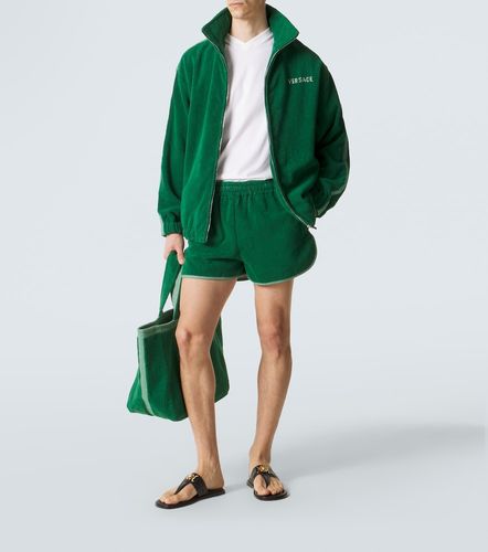 Versace Logo cotton terry shorts - Versace - Modalova