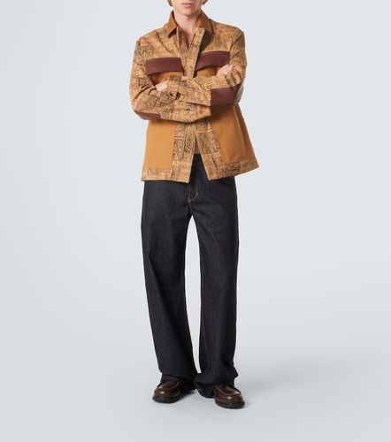 Leather-trimmed jacquard jacket - Junya Watanabe - Modalova