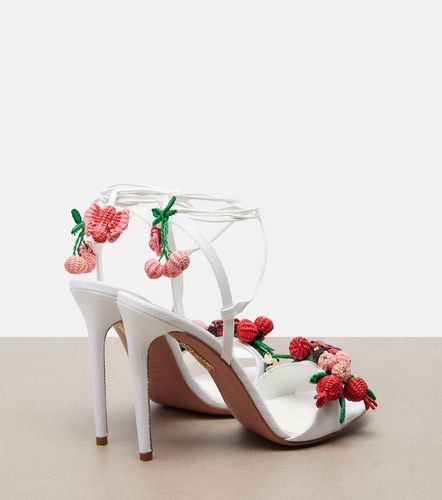 Botanica leather-trimmed raffia sandals - Aquazzura - Modalova