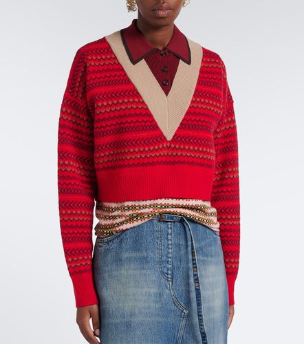 Pullover polo in misto lana jacquard - Dries Van Noten - Modalova
