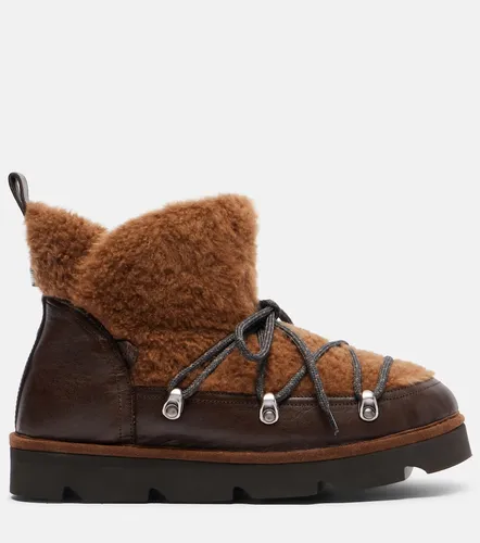 Monili leather and shearling lace-up boots - Brunello Cucinelli - Modalova