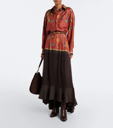 Printed ruffled silk twill maxi skirt - Etro - Modalova