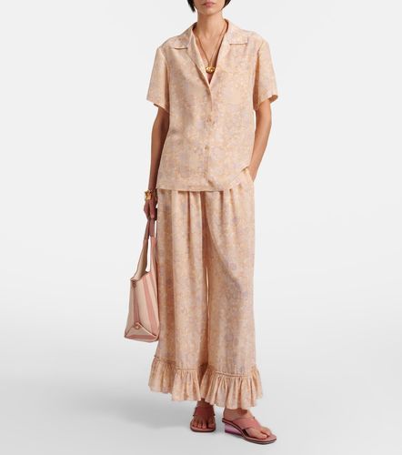 Floral ruffled silk wide-leg pants - Chloe - Modalova