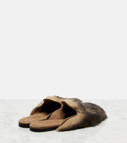 Logo suede-trimmed shearling mules - Dolce&Gabbana - Modalova