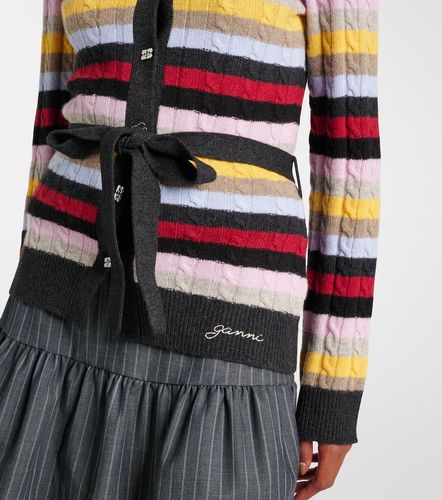 Striped cable-knit wool-blend cardigan - Ganni - Modalova