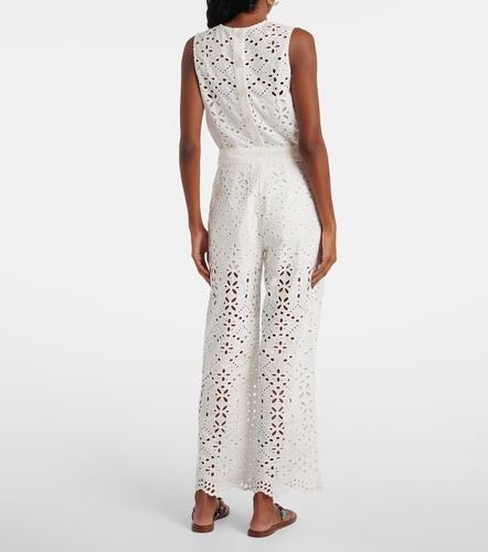 Kemper embroidered cotton wide-leg pants - Veronica Beard - Modalova