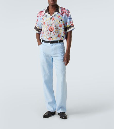 Camisa bowling de lona de lino estampada - Dolce&Gabbana - Modalova