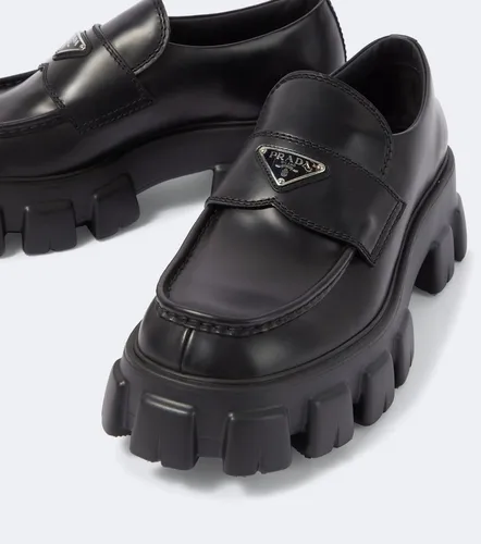 Prada Logo leather platform loafers - Prada - Modalova