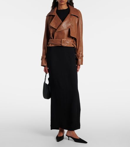 Hatti cropped leather biker jacket - Nour Hammour - Modalova