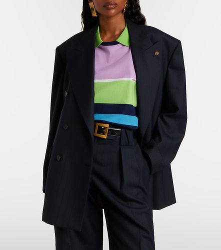 Double-breasted oversized virgin wool blazer - Versace - Modalova