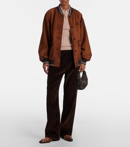 Miu Miu Chaqueta de ante con logo - Miu Miu - Modalova