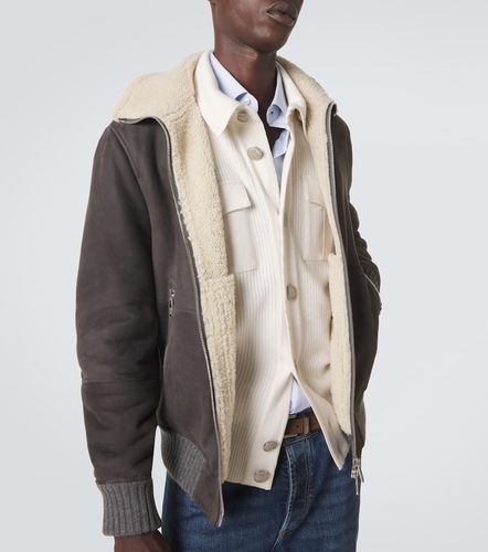 Giacca blouson in shearling con cashmere - Brunello Cucinelli - Modalova