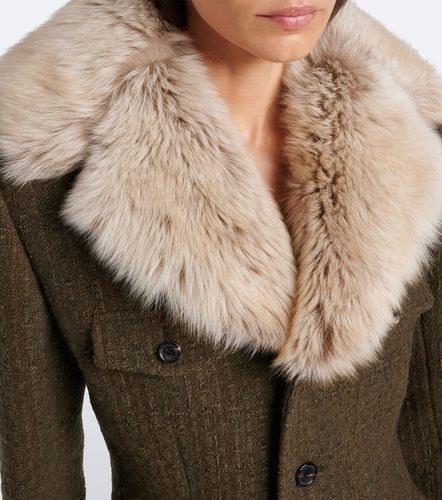 Shearling-trimmed wool-blend tweed jacket - Saint Laurent - Modalova