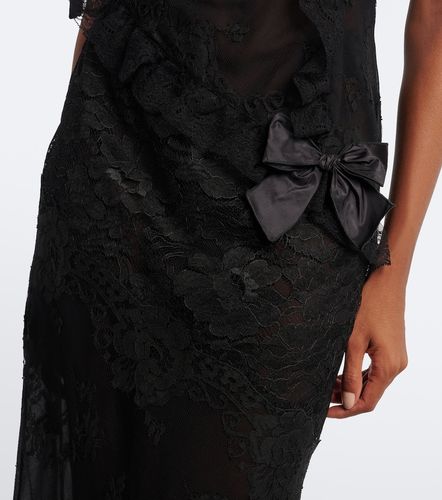 Abito midi in pizzo misto cotone con fiocco - Alessandra Rich - Modalova