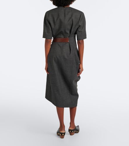 Midikleid aus Wolle mit Leder - Bottega Veneta - Modalova