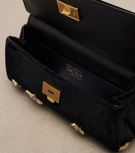 Verzierte Henkeltasche Sicily Small aus Samt - Dolce&Gabbana - Modalova