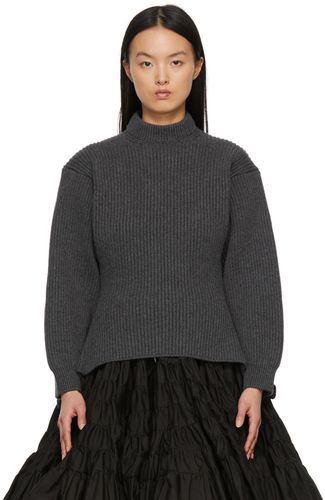 Grey High Neck Rib Knit Sweater - ALAÏA - Modalova