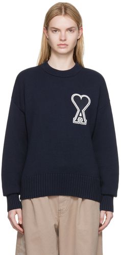SSENSE Exclusive Navy Cotton Sweater - AMI Alexandre Mattiussi - Modalova