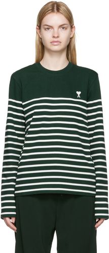 SSENSE Exclusive Green & Stripe Long Sleeve T-Shirt - AMI Alexandre Mattiussi - Modalova