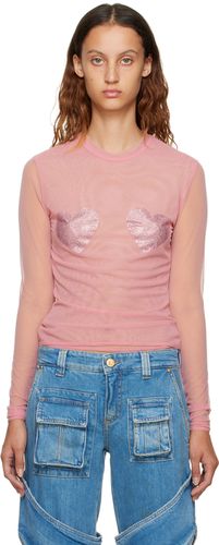 Pink Sequinned Long Sleeve T-Shirt - Blumarine - Modalova