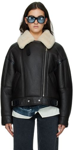 Brown Contrast Shearling Leather Jacket - Acne Studios - Modalova