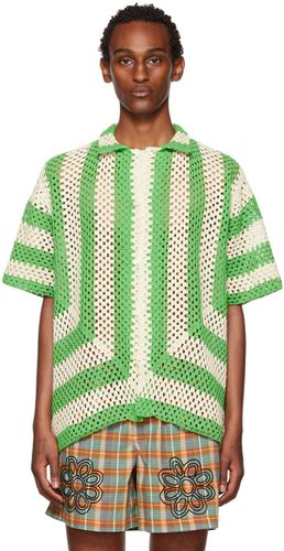 Bode Green & White Crochet Shirt - Bode - Modalova
