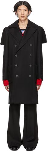 Balmain Black Wool Pea Coat - Balmain - Modalova