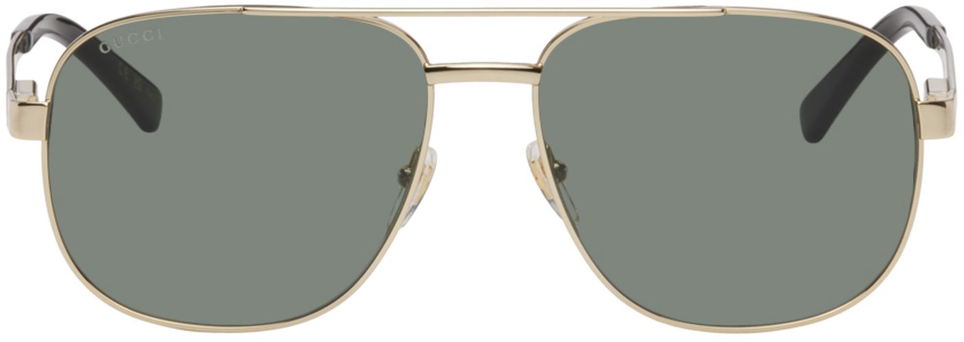 Gucci Gold Navigator Sunglasses - Gucci - Modalova