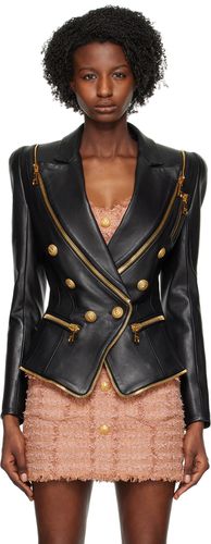 Balmain Black Zip Leather Jacket - Balmain - Modalova
