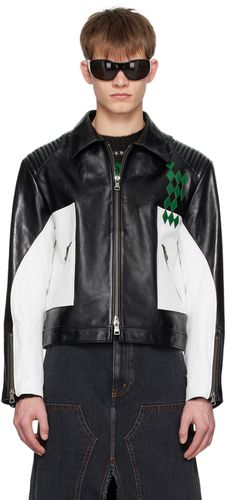 Black & White Paneled Leather Biker Jacket - Andersson Bell - Modalova