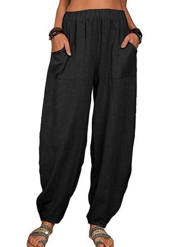 Casual Plain Loose Cotton Harem Pants - Ursime - Modalova
