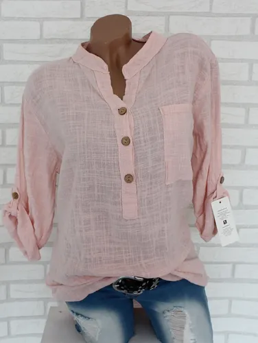 Daily V Neck Buttons Long Sleeve Solid Blouses - Ursime - Modalova