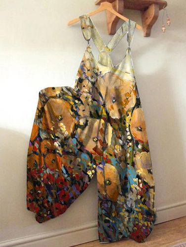 Casual Patchwork Loose Wide Leg Harem Jumpsuit - Ursime - Modalova