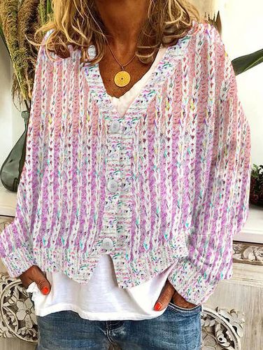 Casual Floral Pattern Three Button Knit Sweater Cardigan - Ursime - Modalova