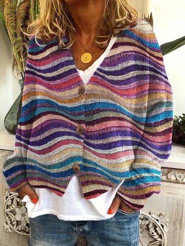 Casual Floral Pattern Three Button Knit Sweater Cardigan - Ursime - Modalova