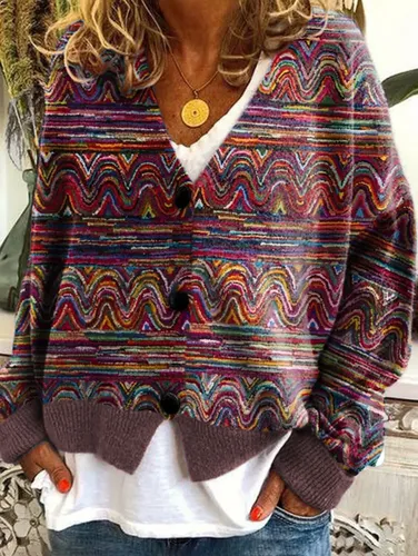Casual Floral Pattern Three Button Knit Sweater Cardigan - Ursime - Modalova