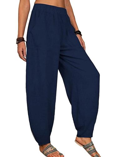 Casual Plain Loose Cotton Harem Pants - Ursime - Modalova