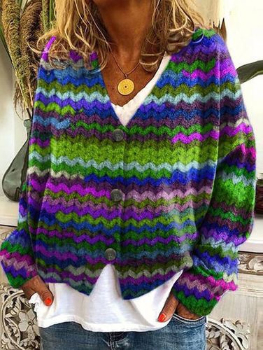 Casual Floral Pattern Three Button Knit Sweater Cardigan - Ursime - Modalova