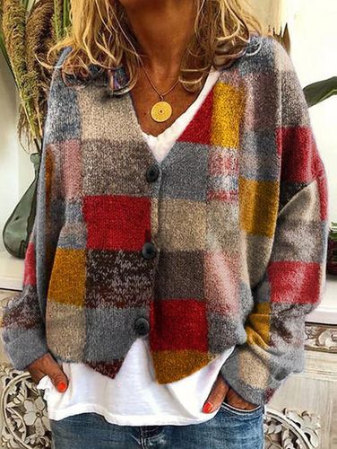 Casual Floral Pattern Three Button Knit Sweater Cardigan - Ursime - Modalova