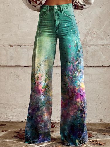 Daily High Rise Pattern Pocket Wide Leg Pants - Ursime - Modalova