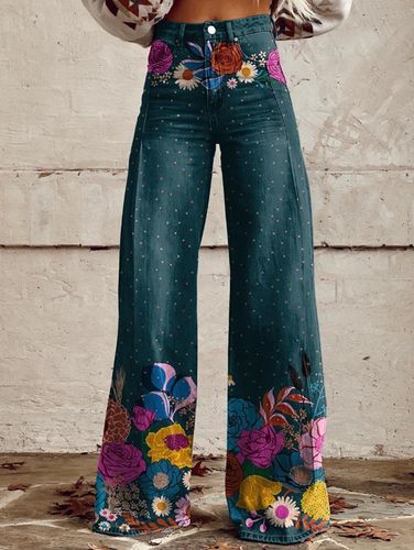 Boho Colorblocks High Waist Wide Leg Pants - Ursime - Modalova
