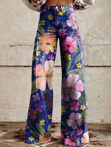 Boho Colorblocks High Waist Wide Leg Pants - Ursime - Modalova