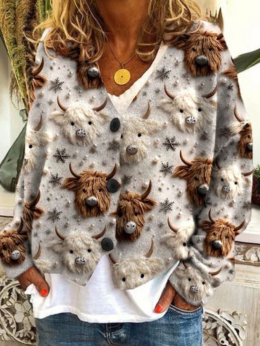 Casual Floral Pattern Three Button Knit Sweater Cardigan - Ursime - Modalova