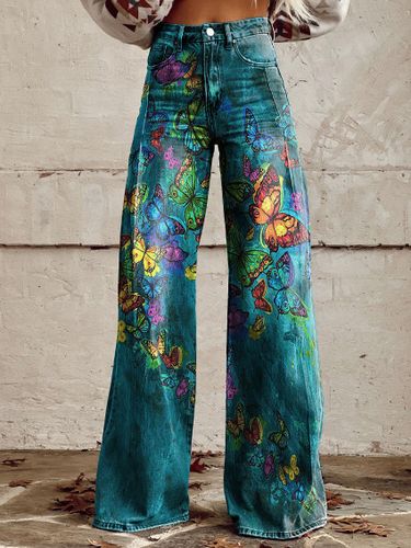 Daily High Rise Pattern Pocket Wide Leg Pants - Ursime - Modalova