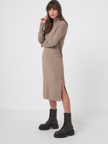 Super fine rib knit dress with stand collar - REPEAT cashmere - Modalova