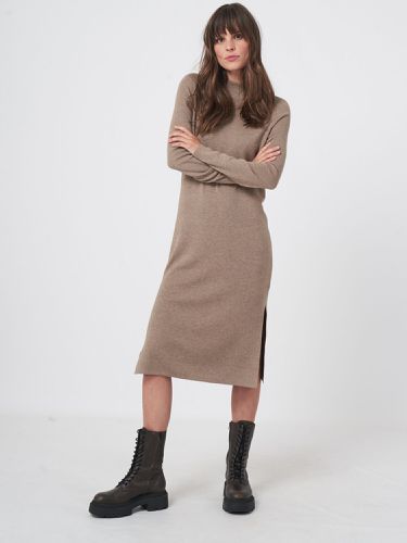 Super fine rib knit dress with stand collar - REPEAT cashmere - Modalova